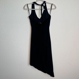 Y2K Charlotte Russe VTG Black Beaded Halter Handkerchief Midi Dress Whimisgoth